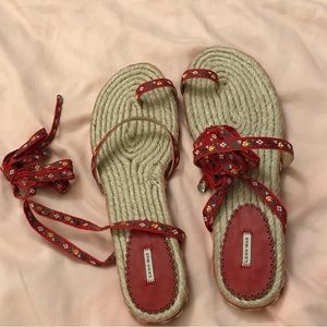 Beautiful cute red high quality strappy sandals